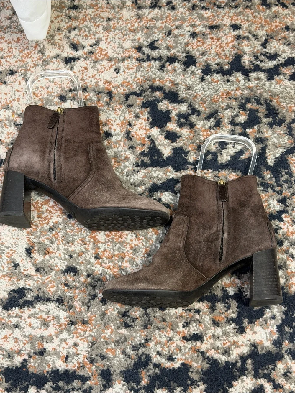 Tod’s Chocolate Brown Suede Wood Heel Chelsea Boots Size 6